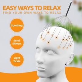 YEZY Head Massager 28 Fingers Head Scratcher Scalp Massager, Back Scratcher, Back Massager for Head Massage Back Massage (Silvery)