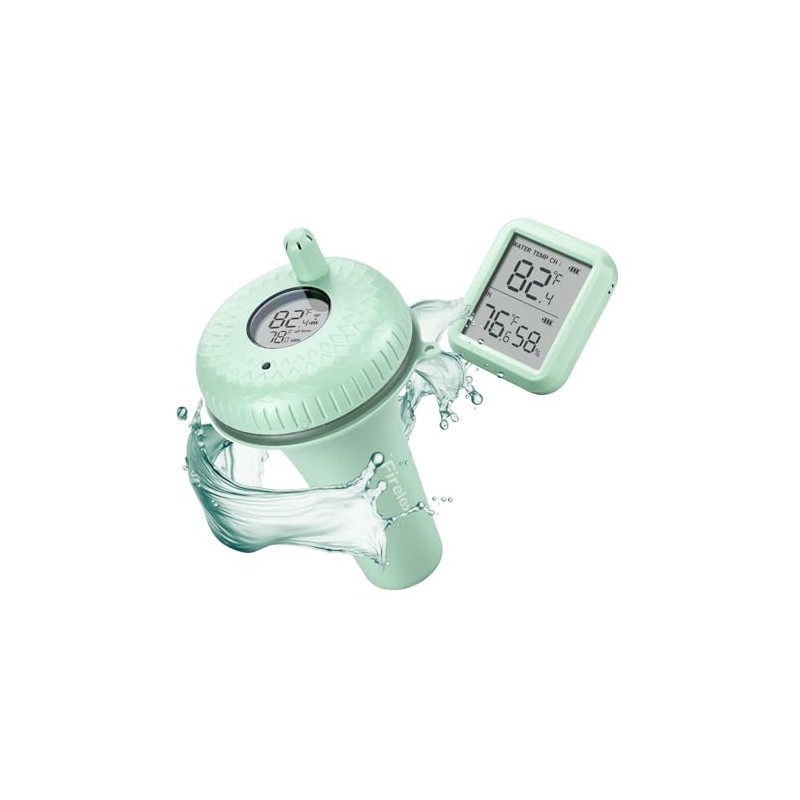 White Wireless Digital Pool Thermometer, with Indoor Temperature Humidity Monitor