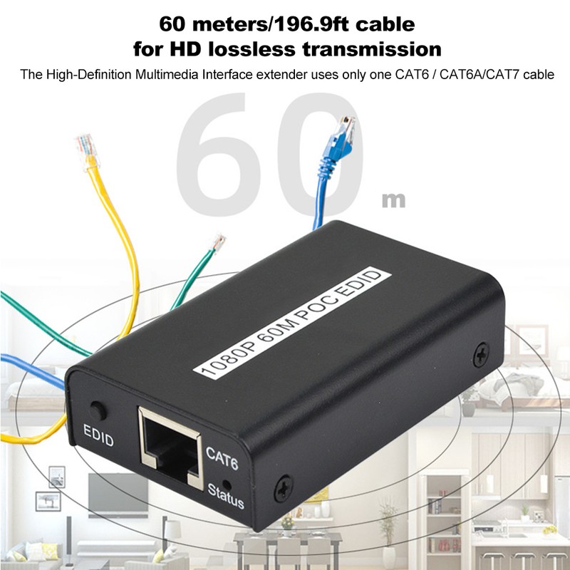 60M HD Multimedia Interface Single Cable Extender HDMI Network Transmission