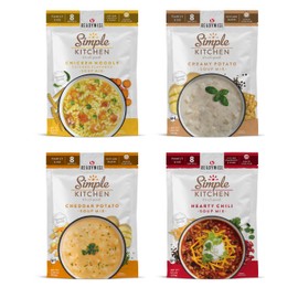 READYWISE - Simple Kitchen, Soup Favorites, Variety Pack, 8 Servings Per Pouch, Soup Mix, Family Size, MRE, Freeze Dried Food, Ready To Eat Meals, Hiking & Backpacking Food, Soup for Family, Pack of 4