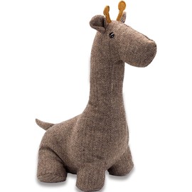 CERAYOU Cute Animals Decorative Door Stoppers, Soft Durable Fabric Weighted Interior Wall Protector for Home & Office, Anti Collision Heavy Duty Compact Floor Decor Book Stopper, Brown Giraffe