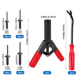 Qovydx 42Pcs Plastic Rivet Gun Set with 40Pcs 4Sizes Nylon Blind Rivets and 1Pcs Bonus Fastener Removal Tool, Hand Riveter Suitable for Automotive