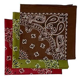 Made in the USA paisley bandanas (burgundy, olive, brown) 3 pack- 100% cotton 22in x 22in