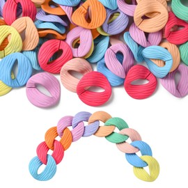 KitBeads 100Pcs 10 Colors Acrylic Linking Rings Colorful Oval Quick Link Connectors Open C-Clip Hooks for Necklace Eyeglass Purse Phone Chain