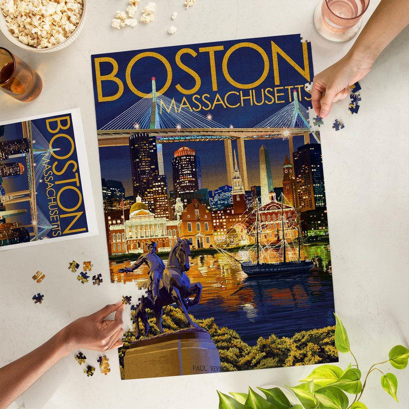 Lantern Press 1000 Piece Jigsaw Puzzle, Boston, Massachusetts, Skyline at