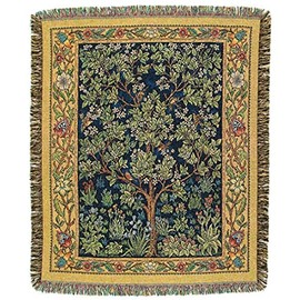 GaelSong William Morris Tree of Life Blanket Gift Tapestry Throw Woven from Cotton Machine Washable