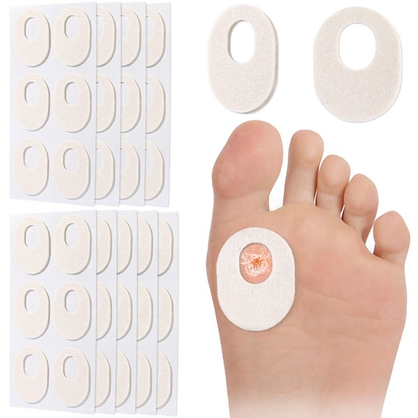 Noverlife 54PCS Oval Shaped Felt Callus Protective Foot Pads, Soft Corn Pads for Toes, Breathable Self-Stick Metatarsal Pads, Adhesive Foot Blister Pads, Pain Relief Callus Cushions 1/8 inch