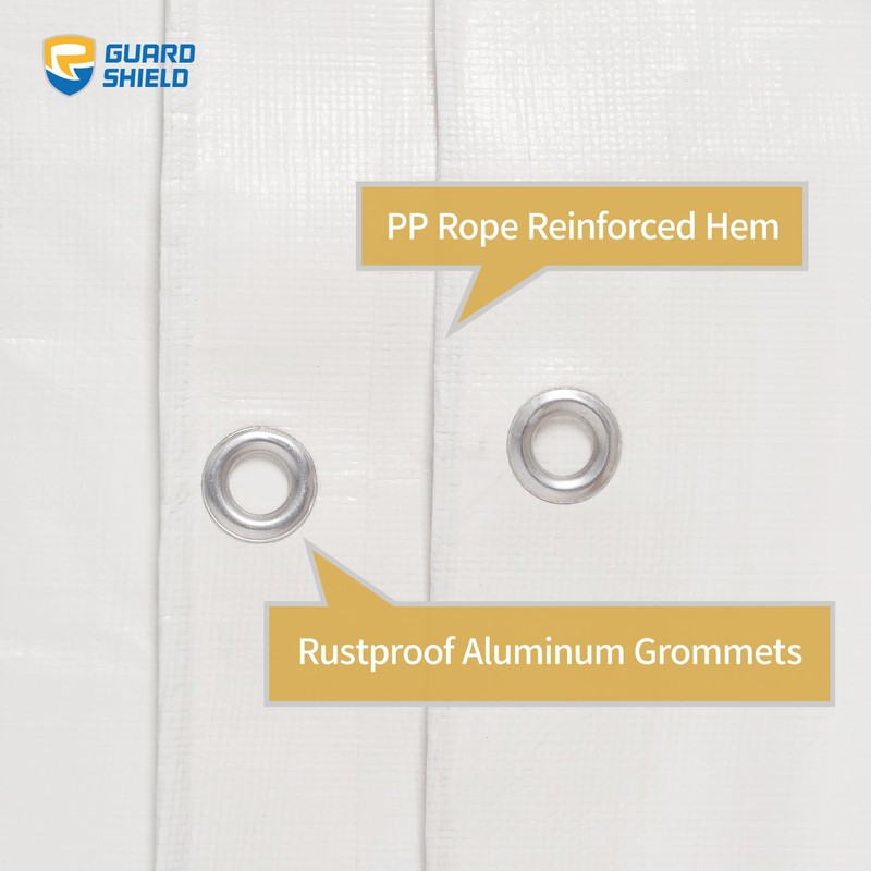 GUARD SHIELD White Tarps Heavy Duty Plus+ Waterproof 10x20 Feet,