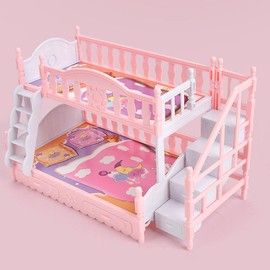 SAFIGLE Dollhouse Furniture Bunk Bed 1:12 Artificial Bed Miniature Bunk Bed with Ladder Mini Doll Bedroom Furniture Decor
