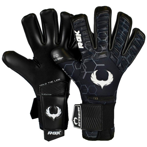 Renegade GK Eclipse Helix Professional Goalie Gloves | 4mm EXT Contact Grip & Breathaprene | Black & White Soccer Goalkeeper Gloves (Size 10, Adult, Negative Cut, Level 5)