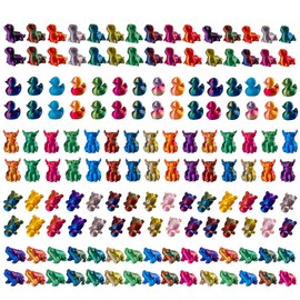 150pcs Mini 3D Printed Animals Tiny Animals Plastics Figures Miniature Little Small Ducks, Frogs, Turtles, Yaks Figurines Bulk for Micro Fairy Garden Landscape Accessories Hide Crafts Decor Aquarium