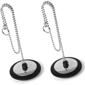 YXL 2Pcs Bath Plug Replacement, Bathroom Sink Plug, Universal Rubber Bath Plug and Chain, Sink Stopper for Bathtub, Kitchen, Shower Drains