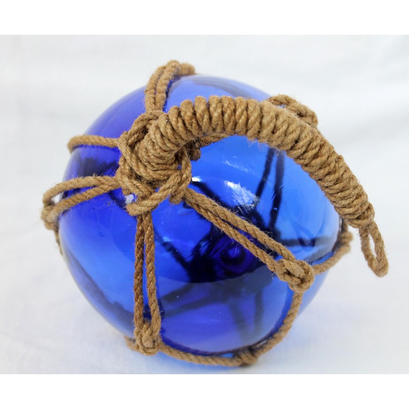 Fischer Ball - Glass & Cordage / Sisal - Blue