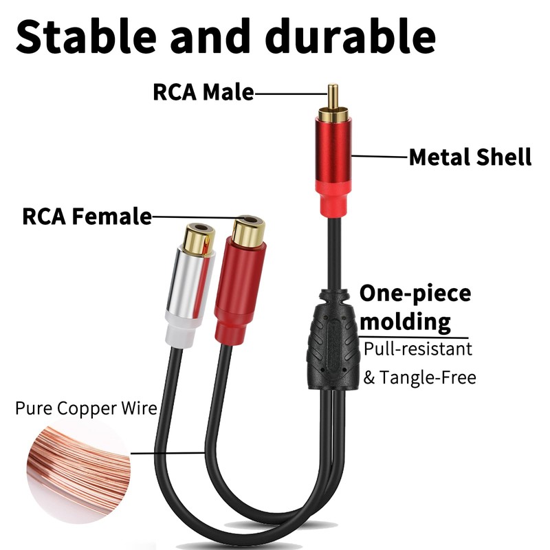 MISYNLON RCA Y Splitter 1 Male 2 Female Adapter Cable