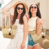 RUNROLE Straw Beach Tote Bag with Tassel Hat Clip for