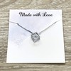 Cubic Zirconia Crystal Cube Pendant Necklace Sterling Silver