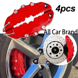 Unbranded 4PCS Red Car Universal Disc Brake Caliper Covers Front+Rear Car Brake Accessorie