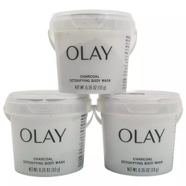 Olay 3X Olay Charcoal Detoxifying Body Mask, Powder Mix, 0.35 oz each, Peel-Off Mask