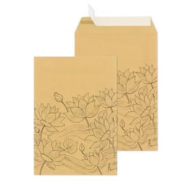 Shipping Envelopes C4 Peel and Seal Pattern, Large Envelopes 110 g/m² without Window for A4, Maxi Letter, Large Letter Envelopes, Envelopes, Envelope, Shipping Bags, Goods Shipment (Lotus Flower, 25)