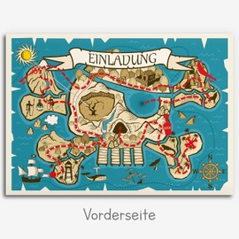 12 x Invitation Cards for Children's Birthday | Pirate Treasure Map | Invitations for Boys | Invitation Cards Birthday Children Boy Pirate | Birthday Invitations Treasure Hunt Party Invitations Boys