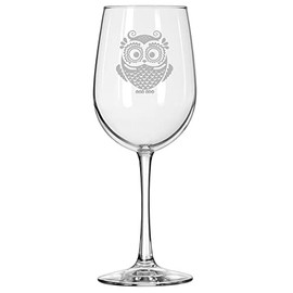 MIP Brand Wine Glass for Red or White Wine Owl Vintage (16 oz Tall Stemmed)