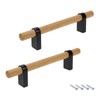 Mcredy Cabinet Handles Wood Black Drawer Pulls Knobs 3.78" Hole