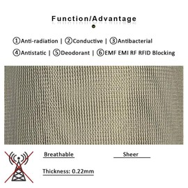 Amradield Nickel Copper Electromagnetic Shielding Window Fabric Transparent Clear Mesh Gauze Tulle Type 39"x43"