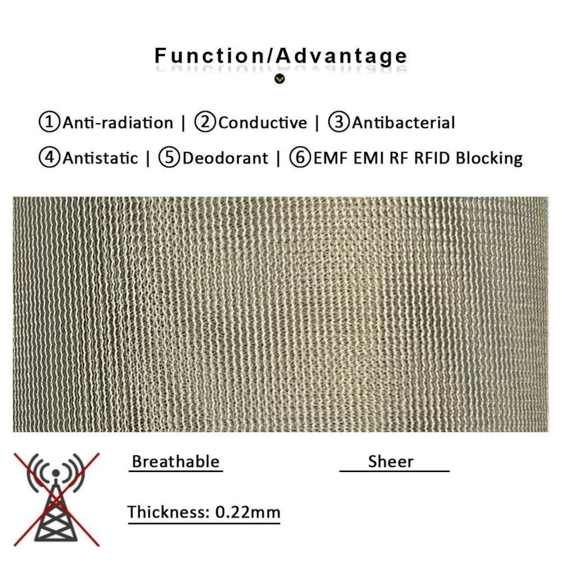 Amradield Nickel Copper Electromagnetic Shielding Window Fabric Transparent Clear Mesh