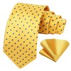 HISDERN Yellow Ties for Men Polka Dot Wedding Tie Handkerchief
