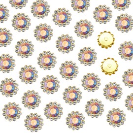 100 Pcs 12MM Sew on Rhinestones Crystals Glass Metal Base Sewing Flower Claw Rhinestones for Clothes Shoes Earring Belt Crafts Sewing Accessories (02 AB)