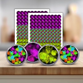 216 Neon Glow Party birthday party or baby shower stickers for chocolate kisses, .75" round, labels