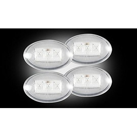 Dually Fender Lenses (4-Piece Set) w/ 2 Red LED Lights & 2 Amber LED Lights - Clear Lens w/ Chrome Trim Made for Superduty 1999-2010