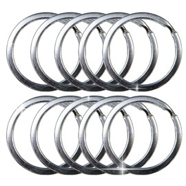 10 Pcs Key Ring Key Ring Key Ring Key Hardware Parts Double Ring Lightweight Anti-Lost Strap Glitter Round, Silver, 30 mm