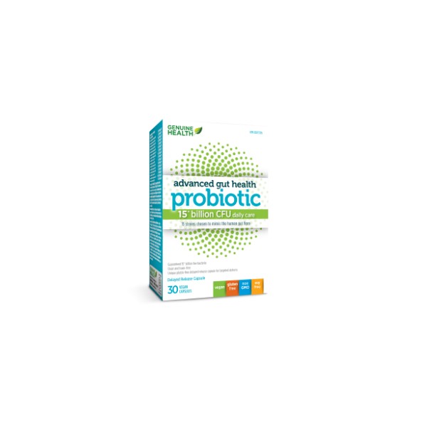Genuine Health Advanced Gut Health Gentle Care Probiotic - 15 Billion, 30 capsules