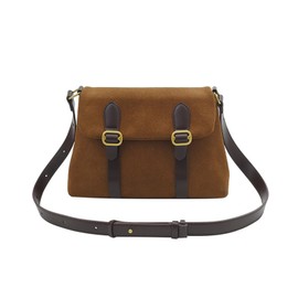 CORIOS Unisex Crossbody Bag Suede PU Leather Shoulder Bag 12.9 Inch Tablet Satchel Bag Expandable Messenger Bag for Men and Women Teens Travel College Work Bookbag Briefcase Brown