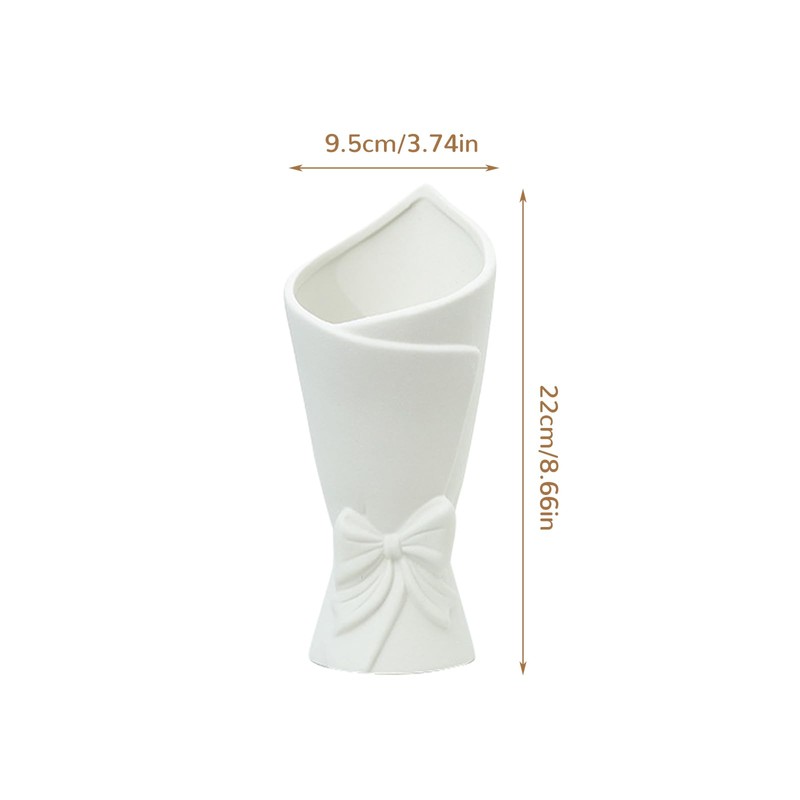 Ceramic Vase, Modern Simple White Decorative Flowers Vase, 22cm Height