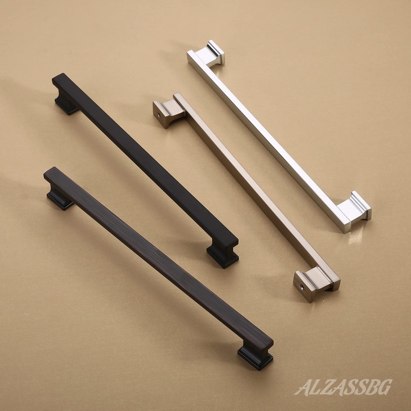 Alzassbg 5 Pack Brushed Satin Nickel Cabinet Pulls, 10 Inch(254mm)