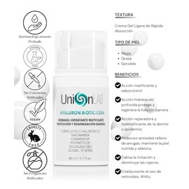 HYALURON BIOTIC-CERA Crema Gel Hidratante Facial Matificante Proteccin y Regeneracin de la Funcin Barrera de la Piel Relleno de Arrugas, 50 ml. Para  