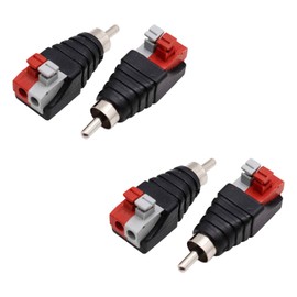 Lunpog 4 Pieces RCA RCA to Speaker Cable Adapter Subwoofer Speaker Phono RCA Male to AV 2 Screw Clamp Video Audio Spring Press Type Balun for CCTV
