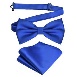 Branduce - Pajarita de doble pliegue preatada y bolsillo para hombre, Azul Real, general