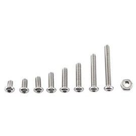 Tornillos de cabeza hexagonal de acero inoxidable M2.5 A2 300 piezas con tuercas hexagonales rosca completa acabado sencillo cabeza de botón