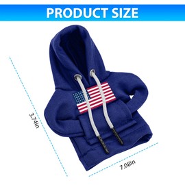 Osilly American Flag Car Gear Shift Hoodie, Mini Sweater Vehicle Shift Knob Cover, Cute Patriotic Auto Gear Shifter Protector Interior Gadget Decoration Accessories, Universal for Most Cars (Blue)