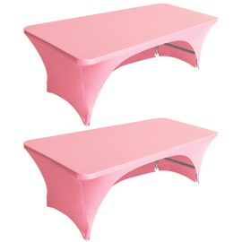 Eurmax USA Spandex Table Cover - 4 ft. Fitted, 30+ Colors, Polyester Stretch Table Toppers, 2 Pack (Hot Pink)
