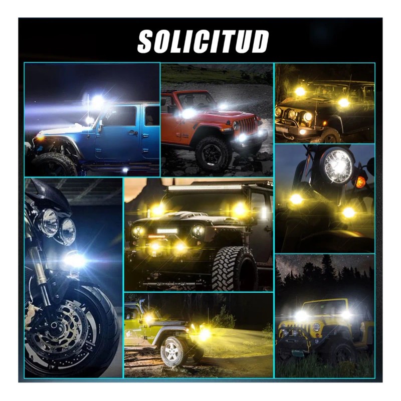 Par Faro Led Exploradoras Laser Lupa Estrobo Moto Auto 70w