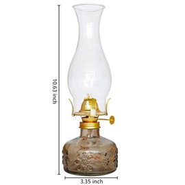 2 Pack Chamber Color Oil Lamp Classic Rustic Kerosene Lamp Lantern Vintage Oil Lantern Decorative Clear Hurricane Lamp with Adjustable Fire Wick for Home Indoor Use, 11 Inch and 3/8 inch Wick