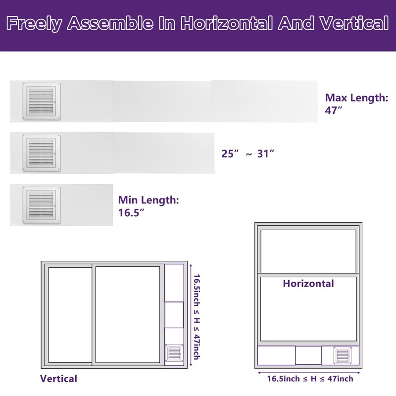 Dryer Vent Window Kit with 4 inch Dryer Vent Duct