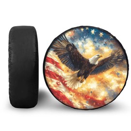 Tupalatus Eagle Flag Spare Wheel Tire Cover Wheel Covers for Trailer RV SUV Truck Camper Travel Trailer Accessories Weatherproof Tire Protectors 17 18 19 inch