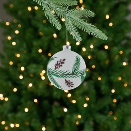 Northlight Glittered Glass Ball Christmas Ornaments with Pine Cones - 4" (100mm) - 4ct