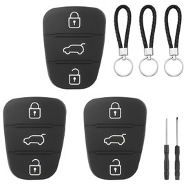 guobinZH 3 Pack 3 Button Key Fob Rubber Pad Replacement Cover Compatible for Hyundai i10 i20 i30 ix20 ix35 Kia Sportage Ceed Soul Rio Picanto Remote Control Flip Car Key Fob Case Shell with Key Chains