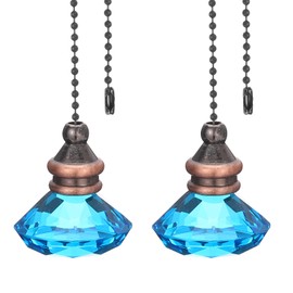 PATIKIL Ceiling Fan Pull Chain, 2 Pack 12" Decorative Diamond Pendant Chain Extender Charm Extension Pull String for Ceiling Fans Light Lamp, Sky Blue